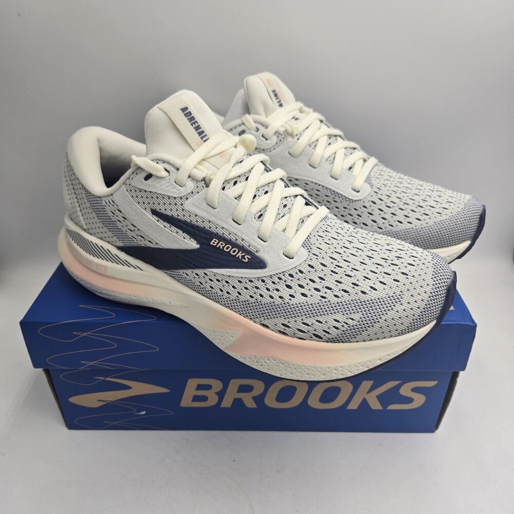 Brooks Adrenaline GTS 24 Women Running Shoes Grey Blue Peach Size 7B New In Box